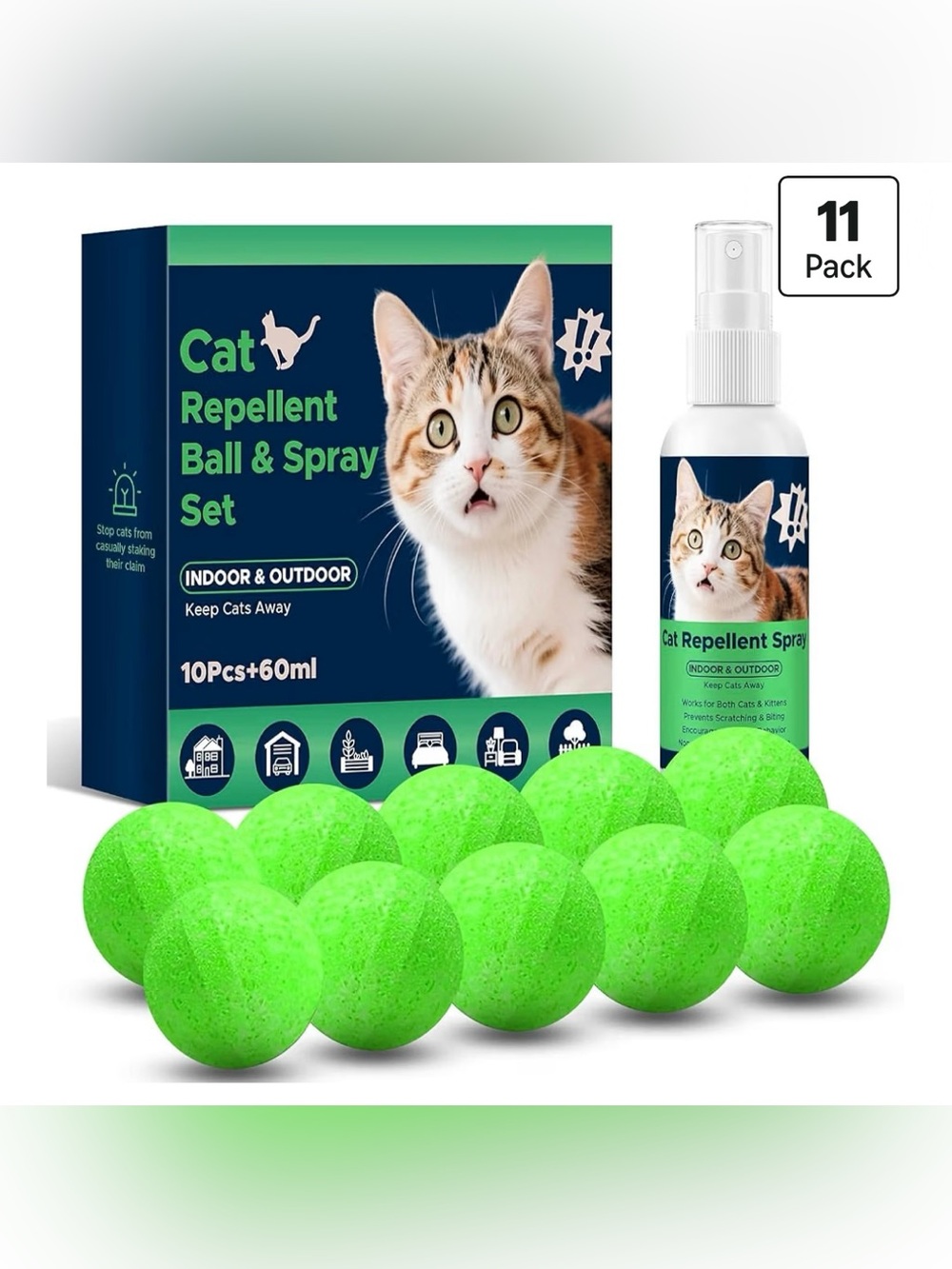 Cat Repellent Ball &,Spray, Dog Repellent, Natural Peppermint Oil. SEALED BOX